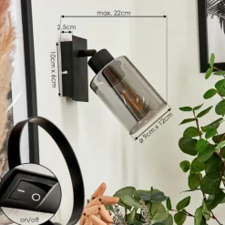 Suspension Verre Fumé-hofstein Applique murale Hunouri Noir, 1 lumière