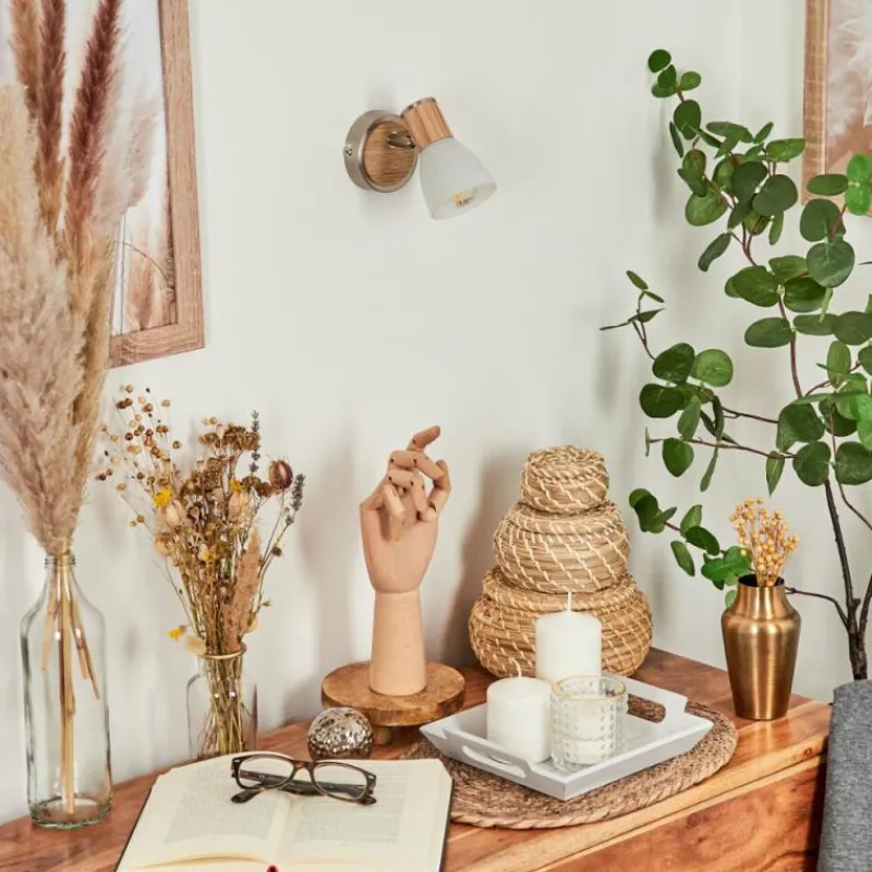 hofstein Applique murale Icalma Bois clair, Nickel mat, 1 lumière