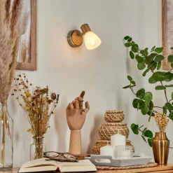 hofstein Applique murale Icalma Bois clair, Nickel mat, 1 lumière