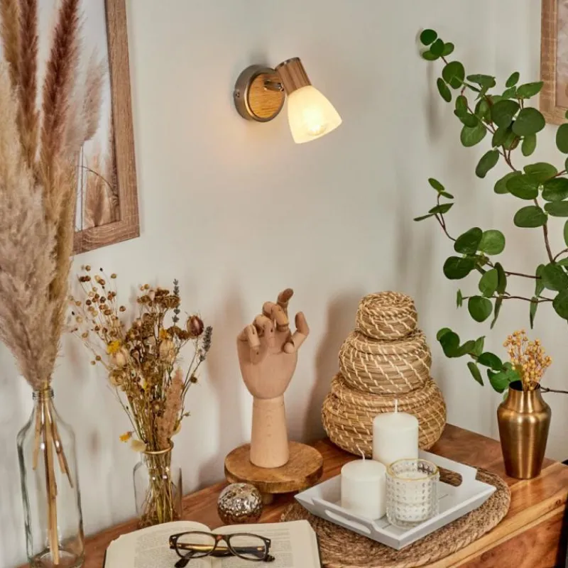 hofstein Applique murale Icalma Bois clair, Nickel mat, 1 lumière