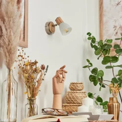 hofstein Applique murale Icalma Bois clair, Nickel mat, 1 lumière