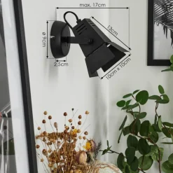 Lampes Industrielles-hofstein Applique murale Isanay LED Noir, 1 lumière