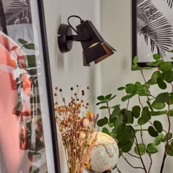 Lampes Industrielles-hofstein Applique murale Isanay LED Noir, 1 lumière