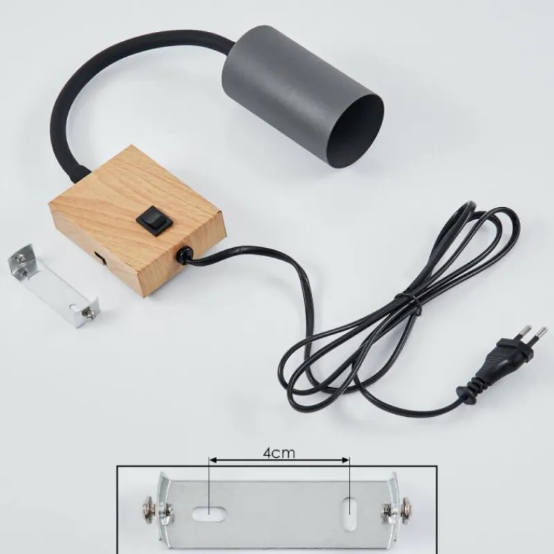 hofstein Applique murale Javel Anthracite, Couleur bois, 1 lumière