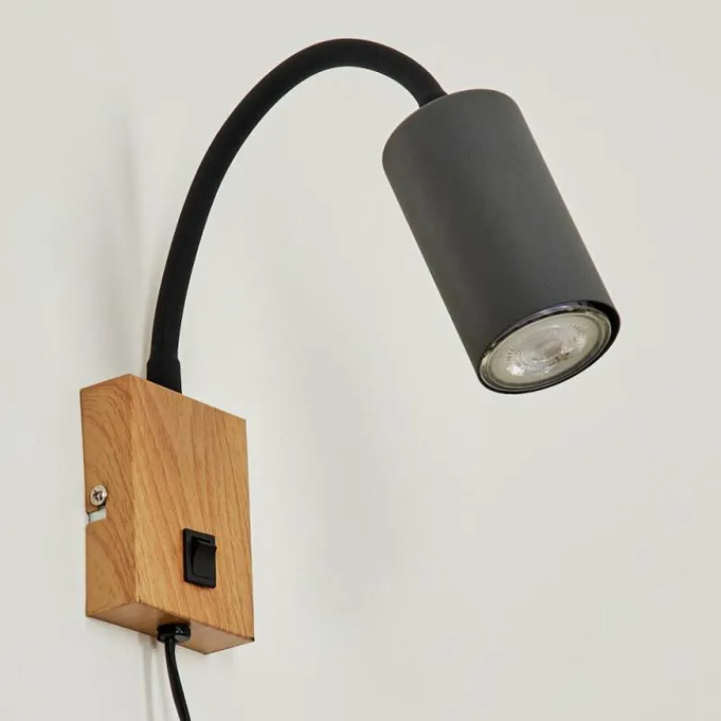 hofstein Applique murale Javel Anthracite, Couleur bois, 1 lumière