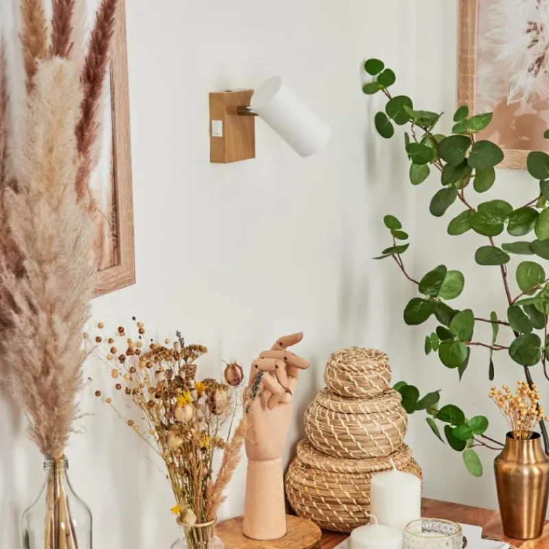 Luminaires Scandinaves-hofstein Applique murale Javel Chrome, Couleur bois, Écru, 1 lumière