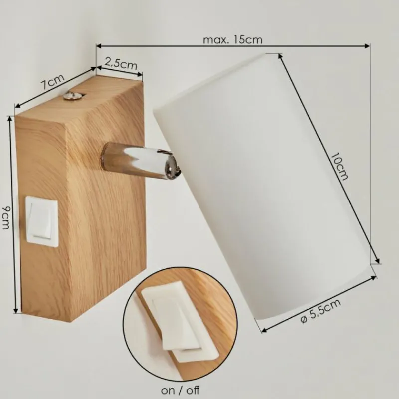 Luminaires Scandinaves-hofstein Applique murale Javel Chrome, Couleur bois, Écru, 1 lumière