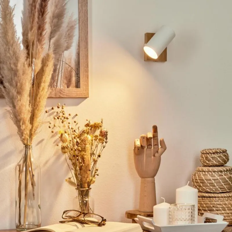 Luminaires Scandinaves-hofstein Applique murale Javel Chrome, Couleur bois, Écru, 1 lumière