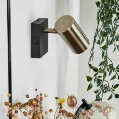 hofstein Applique murale Javel Vieux laiton, Noir, 1 lumière* Spots Et Projecteurs