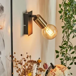 Lampes Vintages & Rétros-hofstein Applique murale Laharie Vieux laiton, Noir, 1 lumière