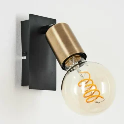 Lampes Vintages & Rétros-hofstein Applique murale Laharie Vieux laiton, Noir, 1 lumière