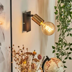 Lampes Vintages & Rétros-hofstein Applique murale Laharie Vieux laiton, Noir, 1 lumière