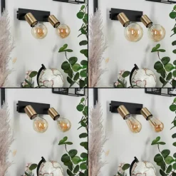 Lampes Vintages & Rétros-hofstein Applique murale Laharie Vieux laiton, Noir, 2 lumières