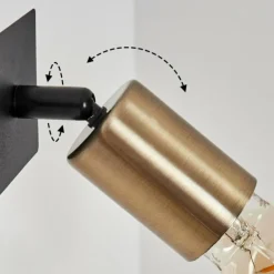 Lampes Vintages & Rétros-hofstein Applique murale Laharie Vieux laiton, Noir, 2 lumières