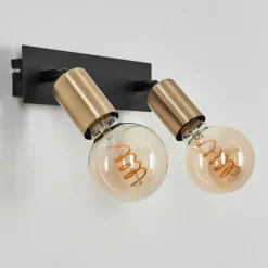 Lampes Vintages & Rétros-hofstein Applique murale Laharie Vieux laiton, Noir, 2 lumières