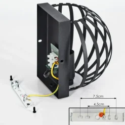 Style Boho-Chic-hofstein Applique murale Lepa Noir, 1 lumière