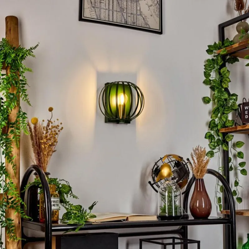 Style Boho-Chic-hofstein Applique murale Lepa Vert, 1 lumière