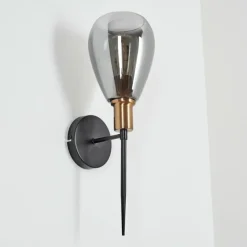 Suspension Verre Fumé-hofstein Applique murale Lincura Laiton, Noir, 1 lumière