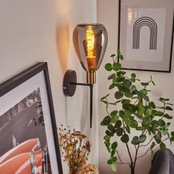 Suspension Verre Fumé-hofstein Applique murale Lincura Laiton, Noir, 1 lumière