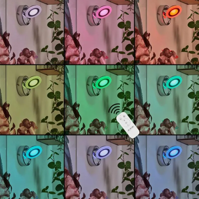 hofstein Applique murale Lucy LED Chrome, 1 lumière, Télécommandes, Changeur de couleurs