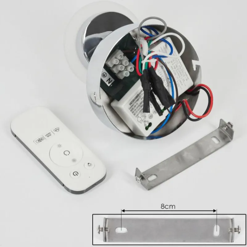 hofstein Applique murale Lucy LED Chrome, 1 lumière, Télécommandes, Changeur de couleurs