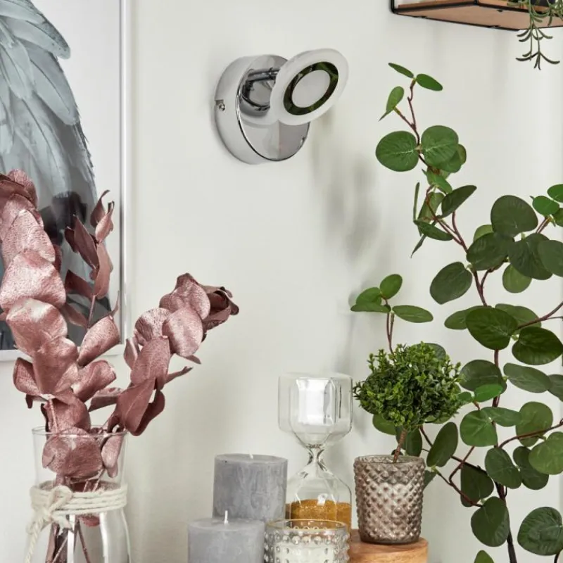 hofstein Applique murale Lucy LED Chrome, 1 lumière, Télécommandes, Changeur de couleurs