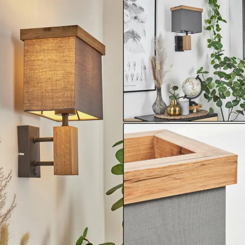 Lampes En Tissu-hofstein Applique murale Lure Brun, Couleur bois, Noir, 1 lumière