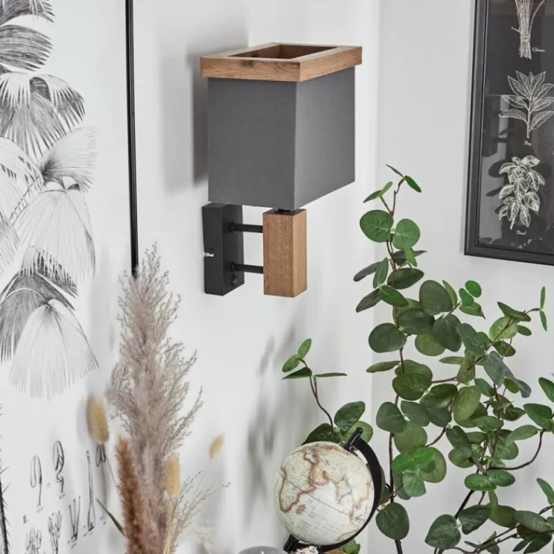 Lampes En Tissu-hofstein Applique murale Lure Brun, Couleur bois, Noir, 1 lumière