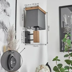 Lampes En Tissu-hofstein Applique murale Lure Brun, Couleur bois, Noir, 1 lumière