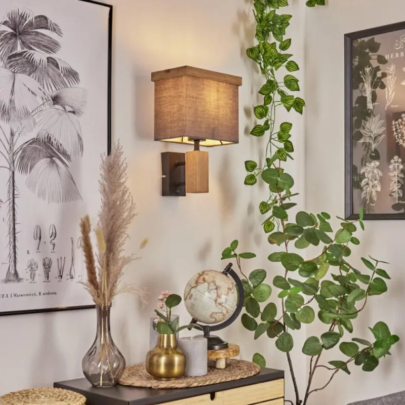 Lampes En Tissu-hofstein Applique murale Lure Brun, Couleur bois, Noir, 1 lumière