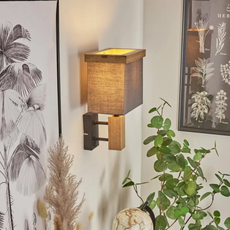 Lampes En Tissu-hofstein Applique murale Lure Brun, Couleur bois, Noir, 1 lumière