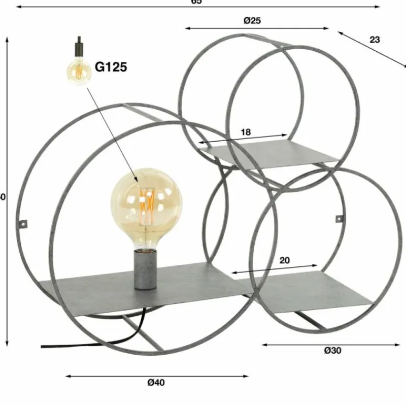 hofstein Applique murale Maynal Argent Oxydé, 1 lumière* Appliques