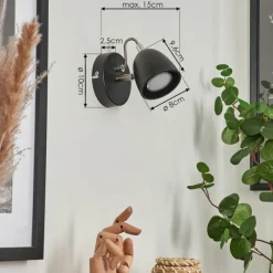 hofstein Applique murale Moesdorf LED Nickel mat, Noir, 1 lumière