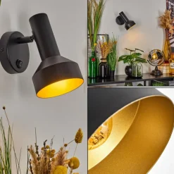 Lampes Dorées-hofstein Applique murale Musko Noir, 1 lumière