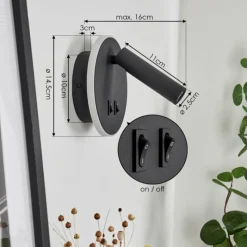 hofstein Applique murale Orchaise LED Noir, Blanc, 2 lumières