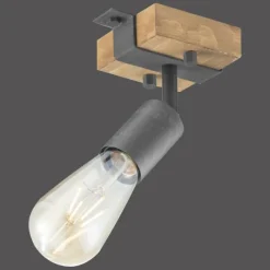 Luminaires Rustiques-Luminaires Leuchten Direkt Applique murale / Plafonnier Leuchten-Direkt SLAT Brun, Bois foncé, 1 lumière