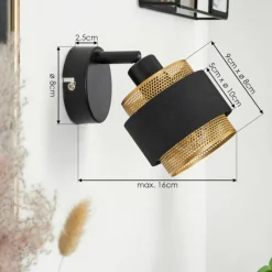 Lampes En Tissu-hofstein Applique murale Regueira Noir, 1 lumière