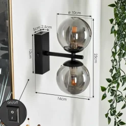 Suspension Verre Fumé-hofstein Applique murale Remaisnil Noir, 2 lumières