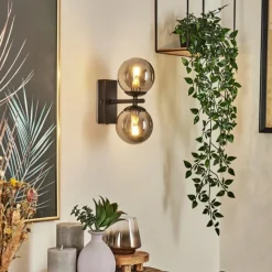 Suspension Verre Fumé-hofstein Applique murale Remaisnil Noir, 2 lumières