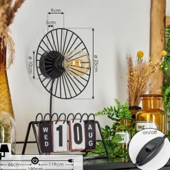 Lampes Industrielles-hofstein Applique murale Rossedalen Noir, 1 lumière