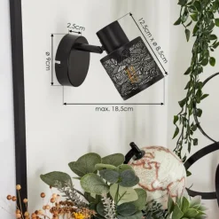 Style Boho-Chic-hofstein Applique murale Roto Noir, 1 lumière