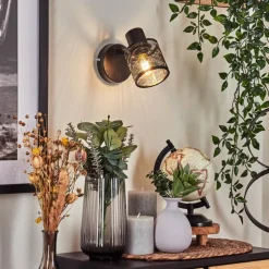 Style Boho-Chic-hofstein Applique murale Roto Noir, 1 lumière