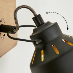 Lampes Dorées-hofstein Applique murale Safari Chrome, Bois foncé, Noir, 1 lumière