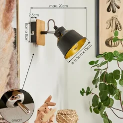 Lampes Dorées-hofstein Applique murale Safari Chrome, Écru, Noir, 1 lumière