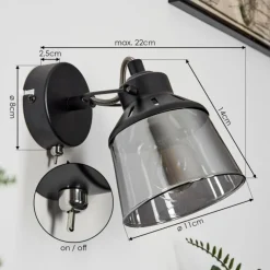 Suspension Verre Fumé-hofstein Applique murale Safari Noir, 1 lumière