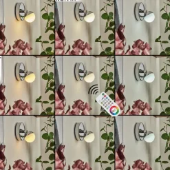 hofstein Applique murale Sanchequias LED Chrome, 1 lumière, Télécommandes, Changeur de couleurs