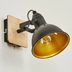 Lampes Dorées-hofstein Applique murale Tina Chrome, Bois clair, Noir, 1 lumière