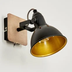 Lampes Dorées-hofstein Applique murale Tina Chrome, Bois foncé, Noir, 1 lumière