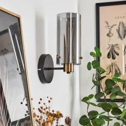 Suspension Verre Fumé-hofstein Applique murale Vaurois Laiton, Noir, 1 lumière