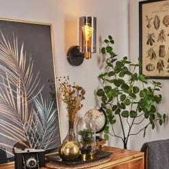 Suspension Verre Fumé-hofstein Applique murale Vaurois Laiton, Noir, 1 lumière